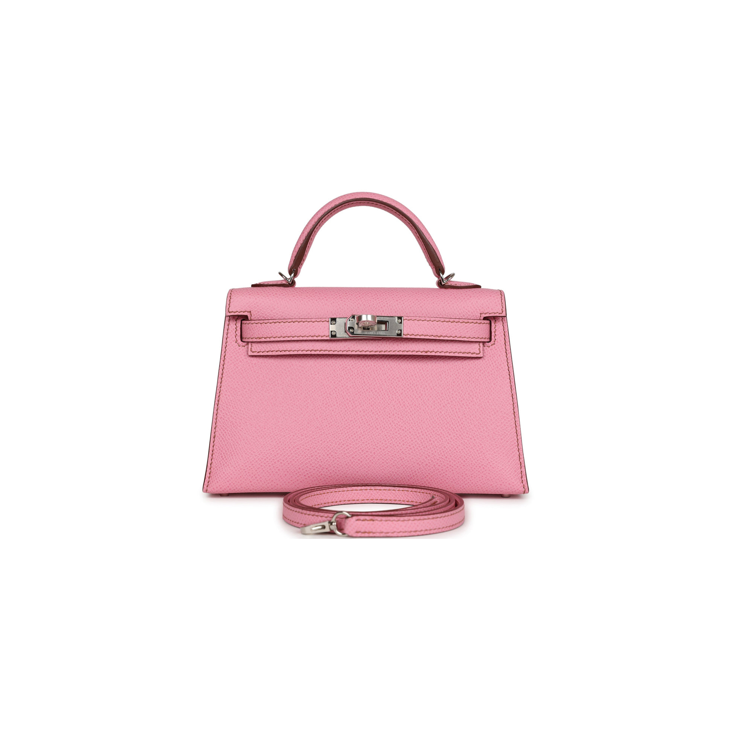 HERMÈS MASTER MINI KELLY II BUBBLEGUM WITH PALLADIUM HARDWARE (19*12*5.5cm) 